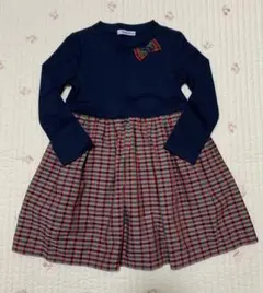 ファミリア　長袖ワンピース　チェック　100