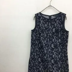 BROOKS BROTHERS 総レース ノースリーブ ワンピース●0●ネイビー