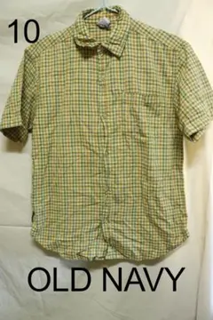OLD NAVYイエローチェック半袖シャツUSAアメカジ良品10のサムネイル