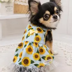 ひまわり様の専用　犬服　フレブル　ハンドメイド ひまわり柄 犬の服ハンドメイド - メルカリ