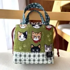 猫柄 ポーチ 巾着 ハンドメイド