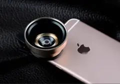 携帯電話用広角レンズ 広角マクロレンズ 0.45x スマホ用 ゴールド