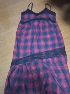 赤黒チェックキャミワンピース