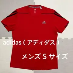アディダス（adidas）の赤いトレーニング/ランニング用Tシャツ　メンズS