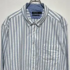 NAUTICAボタンダウン長袖シャツ　ストライプ　クラシックフィット　ストレッチ