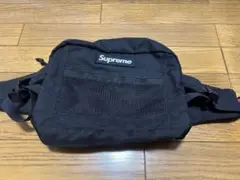Supreme ブラック ボディバッグ メッシュポケット付き