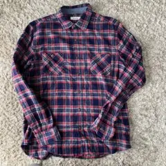 Gembony XL ネルシャツ ネイビー/レッドチェック