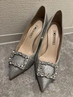 DIANA 24.5cm グリッター パンプス シルバー グリッターハイヒール
