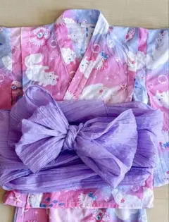 ワンピースにもなる浴衣セット キッズ浴衣+へこ帯 90〜100キャサリンコテージ