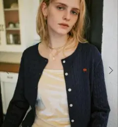 【POLO BCS】VIS別注ミニケーブルノーカラーカーディガン