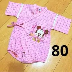 Disney ミニー女の子　和柄　ロンパース型甚平　ピンク　80