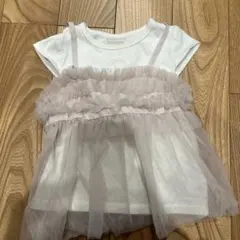 petit main チュール　フリル付きトップス 80