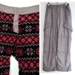 ニッセン　裏フリースパンツ　Mサイズ　暖パン　防寒パンツ　カーキ　グレー