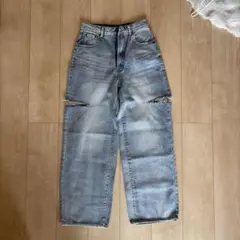 【GRL】スリットデニムワイドパンツ[cu420]
