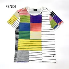 希少✨良品✨フェンディ FF 総柄 半袖カーディガン ボーダー マルチ