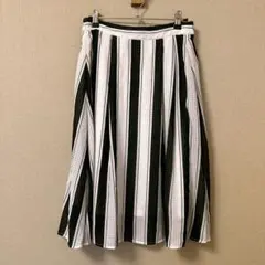 【美品】ロペピクニック ストライプ×チェック フレアスカート 38 M 白 黒