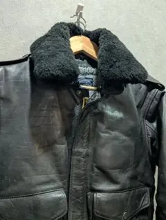 メンズ レザー フライトジャケット ブラック ボア襟