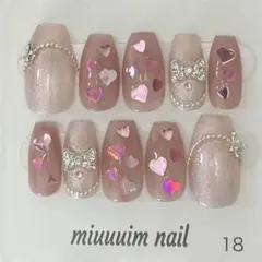 ネイルチップ ピンク ラメ ハートホロ 韓国 ワンホン フレンチガーリー 推し活