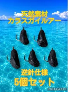 天然素材 カラス貝ルアー 逆針仕様 5個セット