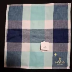 【新品未使用】LANVIN en Bleu ハンカチ チェック柄　ブルーのサムネイル