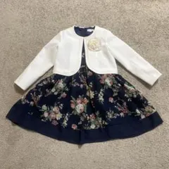 【120】フォーマルワンピース ボレロ付き／紺・花柄／卒園式 入学式