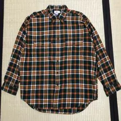 J.CREW オレンジとグリーンのネルシャツ　L