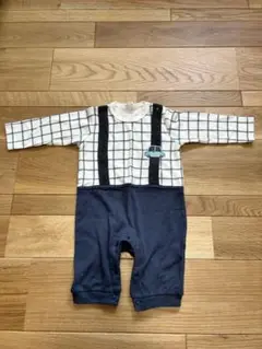 薄手長袖チェック柄ロンパース 80cm