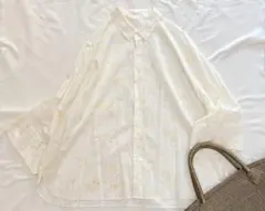 美品 tibi NEW YORKホワイト ゴールド 花柄刺繍 半袖ブラウス - メルカリ