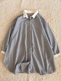 SM2 サマンサモスモス 長袖シャツ ストライプオーバーシャツ コットン混 F
