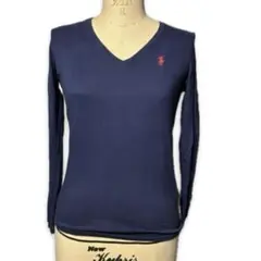 RALPH LAUREN SPORTVネック 長袖Tシャツ ネイビー　XS