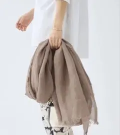 美品 ニムニムデュアイ LINEN GAUZE リネン ストール ベージュ