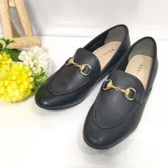 美品 REGAL ビットローファー 本革 黒 ゴールド金具 スリッポン 24.5