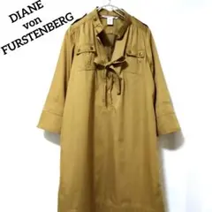 DvF ミリタリー風　チュニックワンピ　キャメルブラウン 七分袖　　レディース