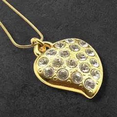 YSL イヴサンローラン ハート ラインストーン ネックレス ゴールド 586
