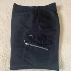 美品　作業ズボン　ネイビー カーゴパンツ ジッパーポケット付き