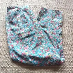 緑系花柄 クロップドパンツ