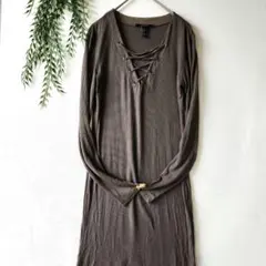 フォーエバー21【160】リブ素材 長袖 カットソー ワンピース チュニック