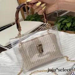 お値下げ✨GUCCI バンブーハンドル　ミニポーチ付きクリアバック org.jpg