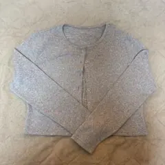 SHEIN グレー 長袖カーディガン 前開きボタン付き