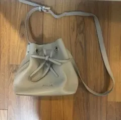 グレー レザー バケットバッグ