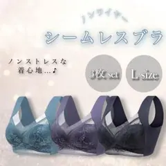 【新品】シームレス ブラジャー ノンワイヤー ナイトブラ 快適 ムレない L