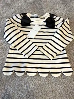 any FAM ボーダー リボン スカラップ 長袖100cm