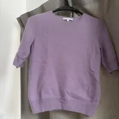 ★ラベンダー 半袖ニットセーター クルーネック　カシミヤ