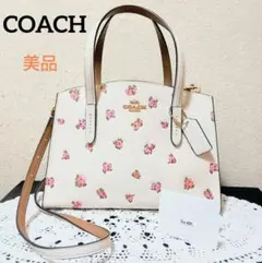 COACHコーチ55374ロゴタイプ　ローズモチーフ2wayハンドバッグ レザー