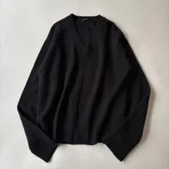 【美品】バンヤードストーム　羊毛カシミヤ　Ｖネックニット　黒　ゆったり