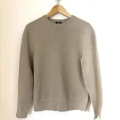 ユニクロ　ウォッシャブルミラノリブクルーネックセーター　ベージュ　S