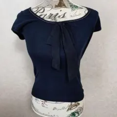 リボン付き半袖ニット 38サイズ