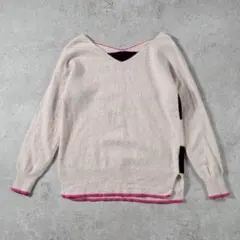 【美品】Q♡ 配色 ボーダーニット Vネック 2