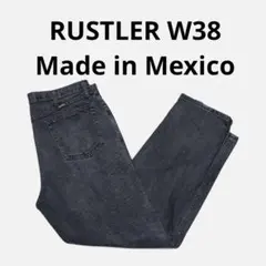 00s RUSTLER ラスター　メキシコ製 ブラックデニム　W38 極太美品