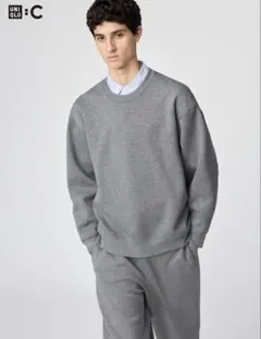 試着のみ　UNIQLO C オーバーサイズスウェットシャツ S 05 Gray